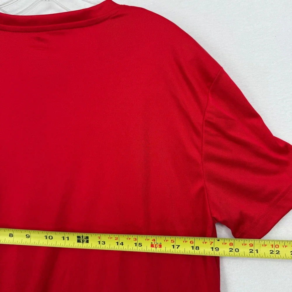 Adidas Graphic T-Shirt Mens Medium Red Gray Performance Logo Short Sleeve Tee